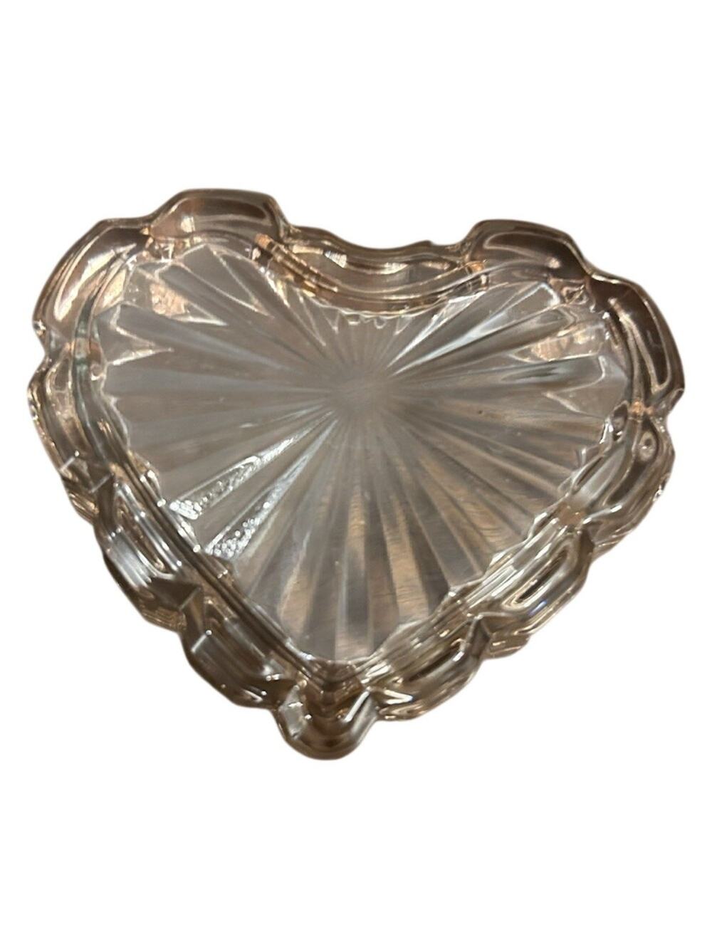 H&D Crystal Heart Trinket Dish Ring Holder Glass Jewelry Dish Gift Boxed Clear